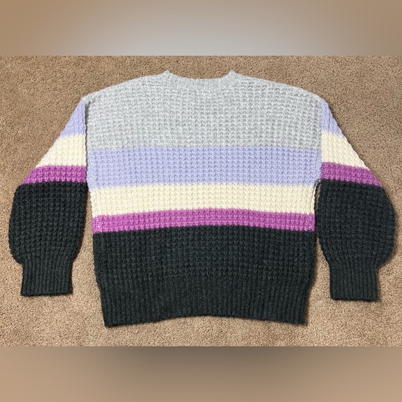 Universal Thread Waffle Knit Sweater - multicolor stripes, L - Picture 2 of 7